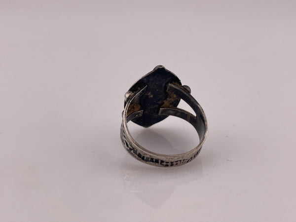 size 7.75 sterling silver Fred Harvey era green turquoise snake ring