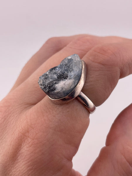 size 7.25 sterling silver raw quartz ring