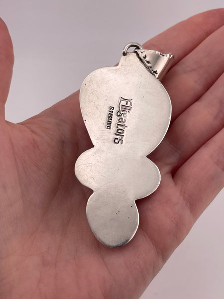 sterling silver large 3-3/8" frog turquoise jasper spiny oyster pendant