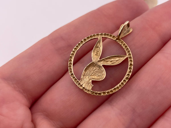 14k yellow gold bunny pendant