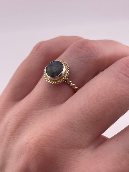 size 6.5 sterling silver round labradorite cable band ring ***AS IS***