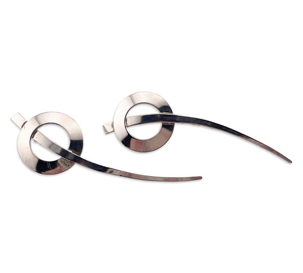 sterling silver stoneless 2-1/4" circle line post earrings