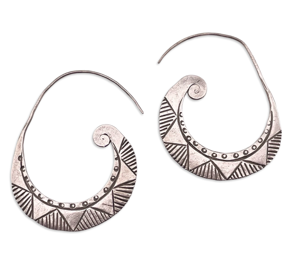 sterling silver stoneless etched threader earrings