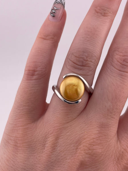 size 7.25 sterling silver rhodium plated pearl ring