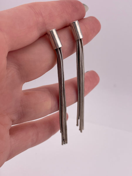 sterling silver tassel post earrings