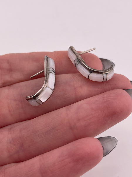 sterling silver CS Lonjose mother of pearl post earrings