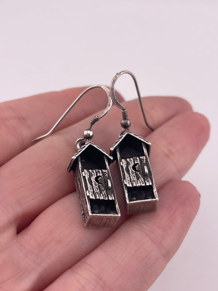 sterling silver outhouse toilet hook dangle earrings
