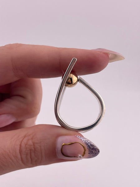 size 8.75 sterling silver & gold plated modernist Sharon Johnston interchangeable orb ring