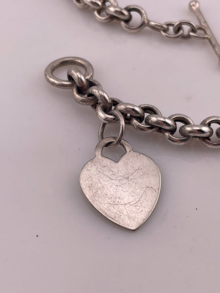 sterling silver 14 1/2" heart tag toggle clasp necklace