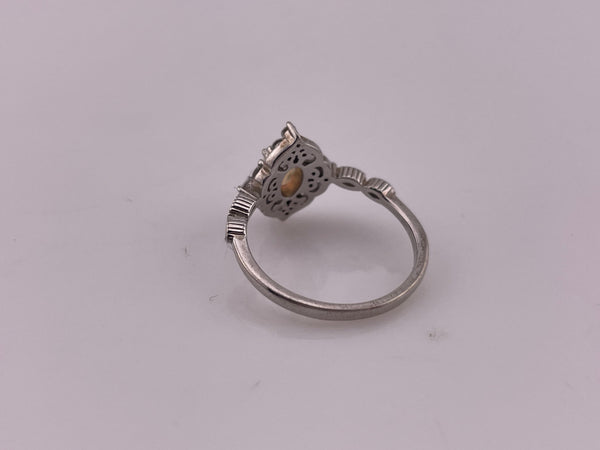 size 7.25 sterling silver faux opal rhinestone ring