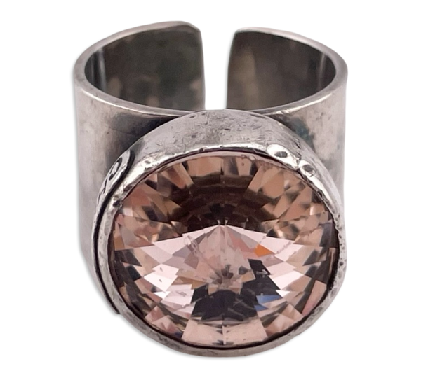 size 5.5 sterling silver Nathan Perkins rhinestone "Cherish" open band ring