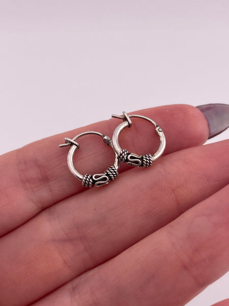 sterling silver small 1/2" Bali style hoop earrings