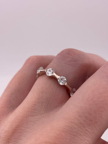 size 6.5 sterling silver gold wash rhinestone ring