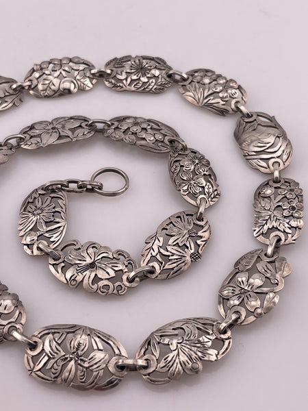 sterling silver 19-1/2" artisan flower necklace