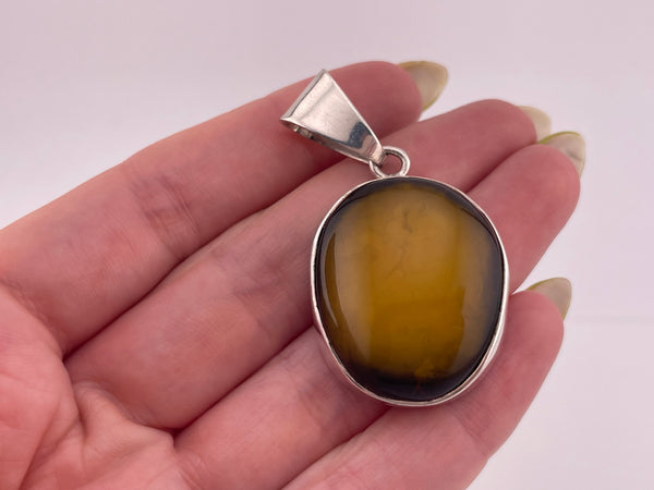 sterling silver amber pendant