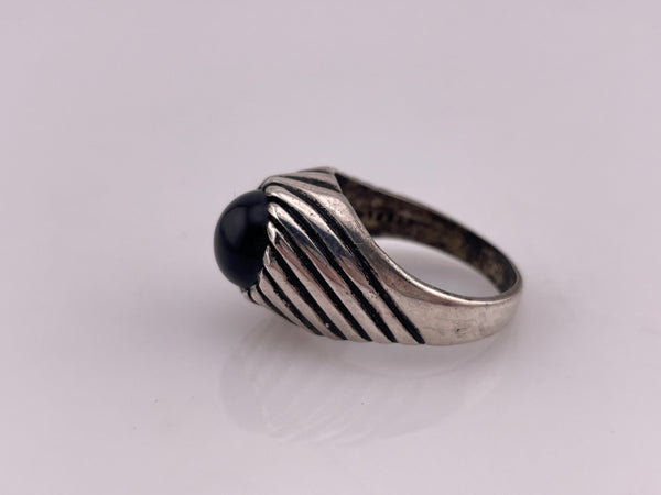 size 10.5 sterling silver black glass sphere ring
