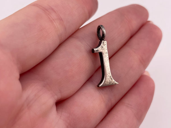 sterling silver '1' pendant
