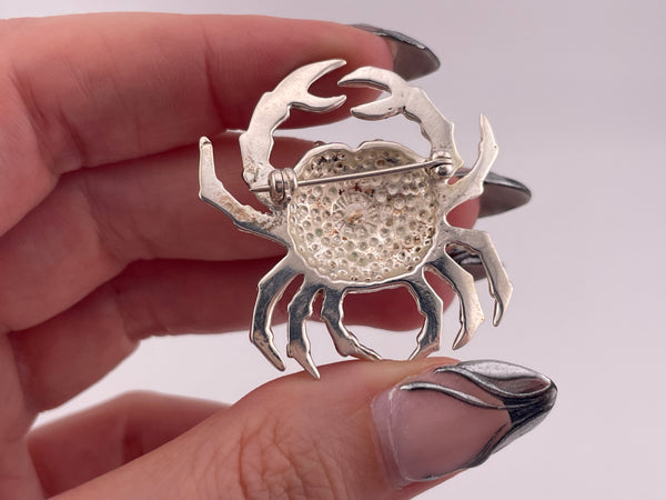 sterling silver crab brooch pin