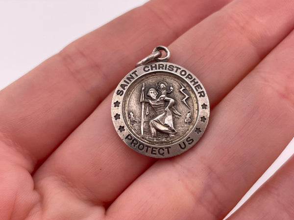 sterling silver St. Christopher Protect US pendant