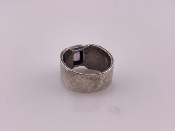 size 7.5 sterling silver & brass faceted amethyst ring