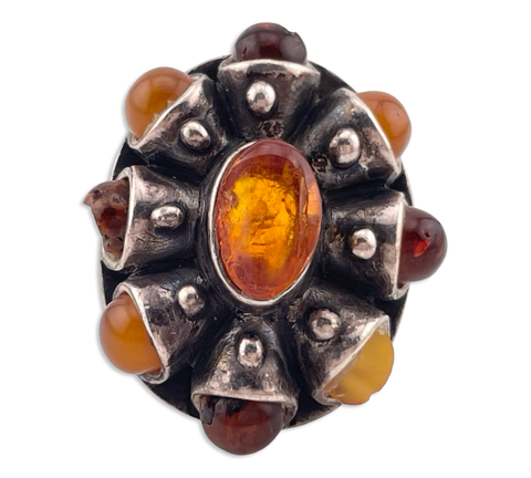 size 7 sterling silver amber cluster ring **AS IS**