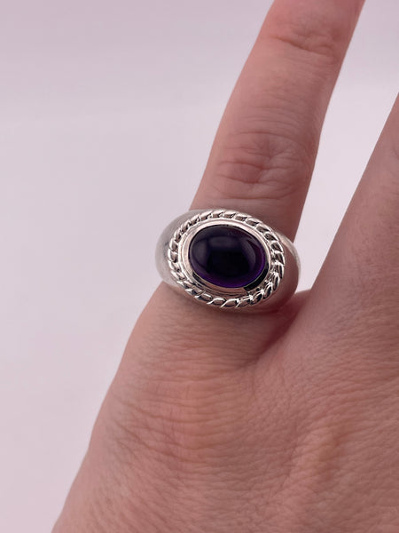 size 5.25 sterling silver amethyst rope border ring