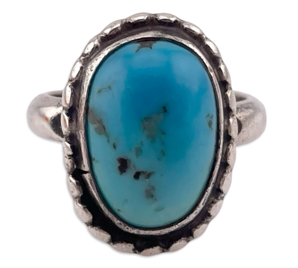 size 4 sterling silver turquoise ring