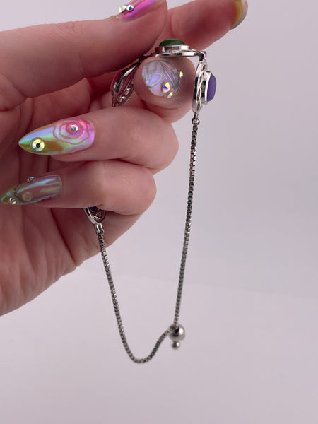 sterling silver colorful cabochon adjustable link bracelet