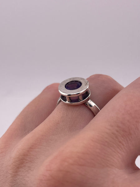size 8 sterling silver faceted amethyst ring