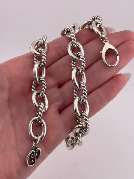 sterling silver 18-1/4" 120 gram heavy chunky Carolyn Pollack cable link textured necklace