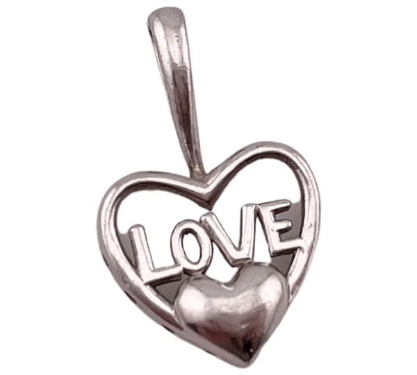 sterling silver 'Love' heart pendant