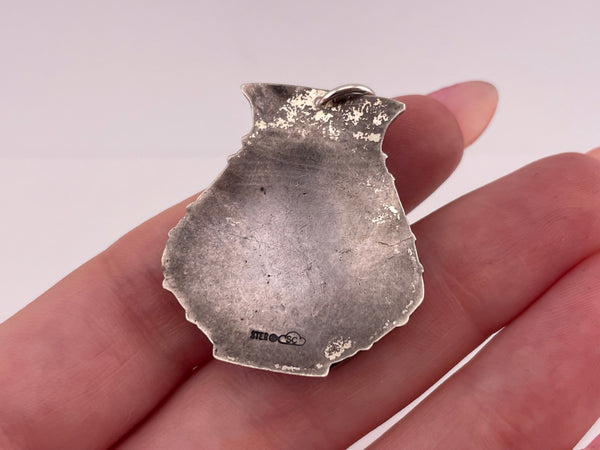 sterling silver multi-stone howling wolf pendant