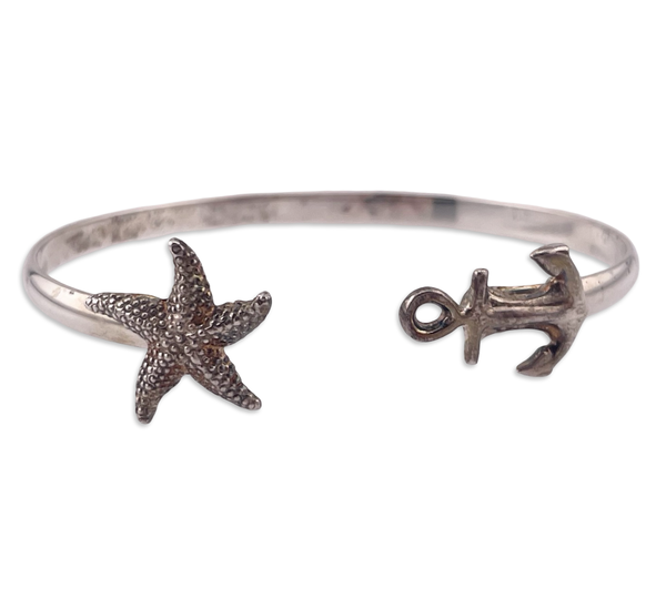sterling silver 6-7/8" starfish anchor bracelet