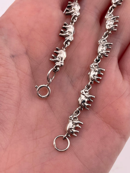 sterling silver 7-3/4" elephant link bracelet