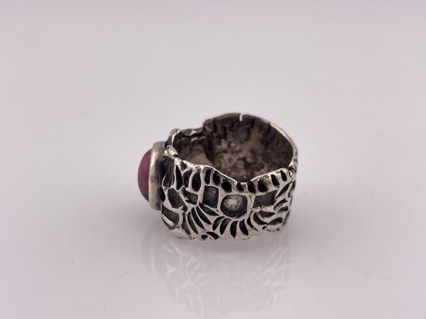 size 7.5 sterling silver chunky rhodonite ring