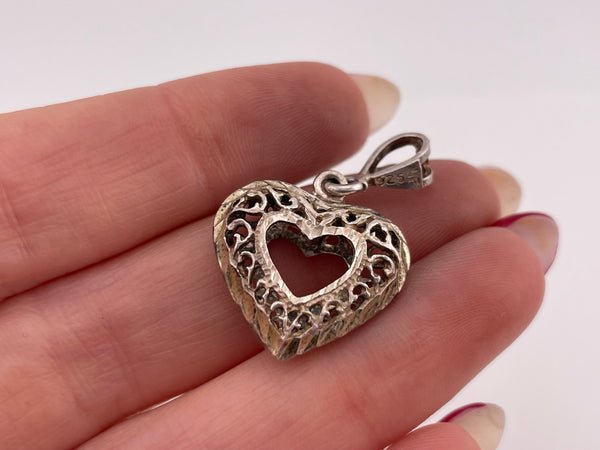 sterling silver cut-out heart pendant