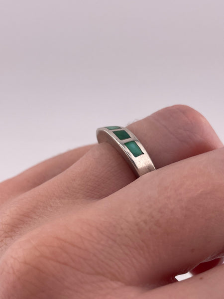 size 6.25 sterling silver turquoise inlay shaped band ring