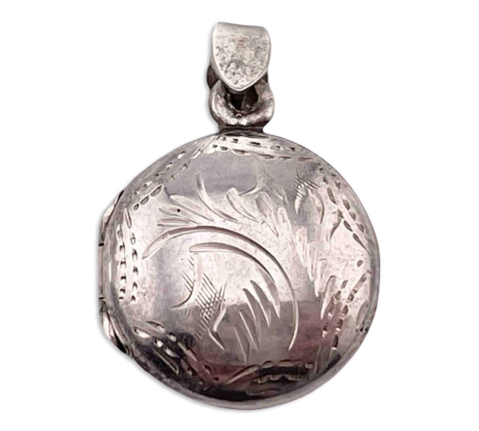 sterling silver round etched locket pendant