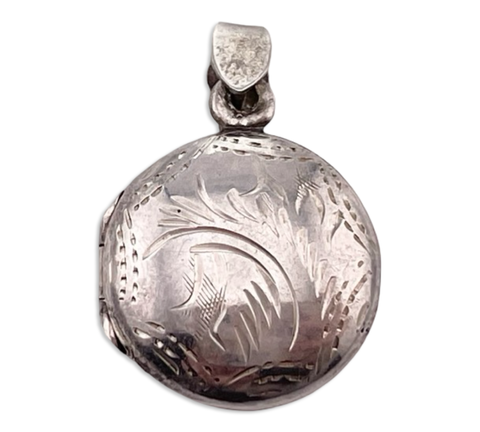 sterling silver round etched locket pendant