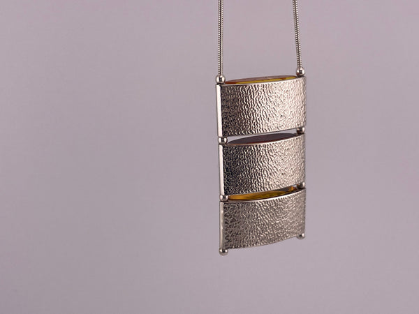 sterling silver 22-3/4" tri-color amber pendant necklace