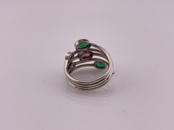 size 5.75 sterling silver faceted glass peridot ring
