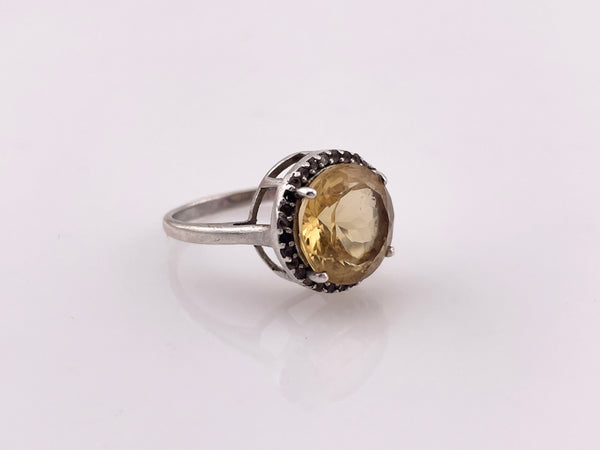 size 8.75 sterling silver faceted lab citrine rhinestone ring **AS IS**