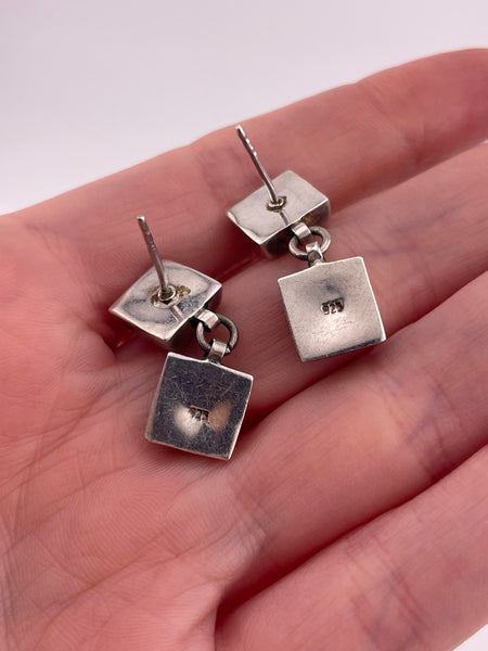 sterling silver black resin post dangle post earrings