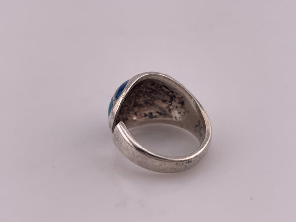 size 6.75 sterling silver David Andersen blue enamel open band ring