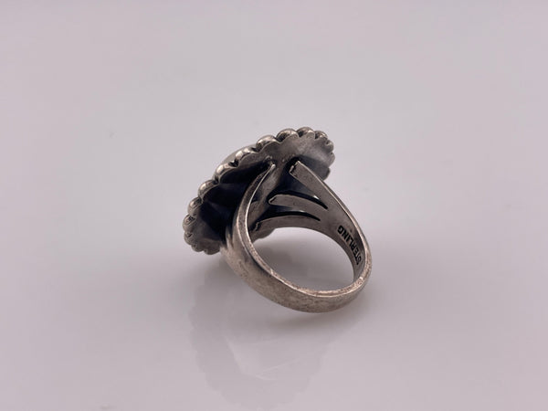 size 5.5 sterling silver stoneless dome ball dot border ring