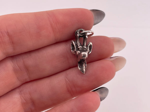 sterling silver 3D deer head pendant