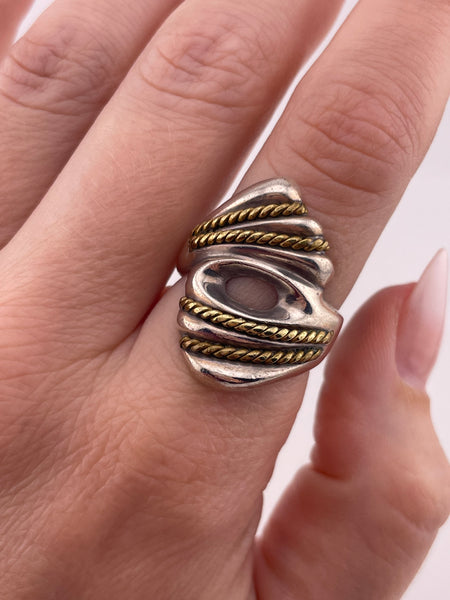 size 8.25 sterling silver & brass stoneless ring