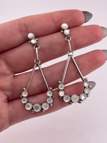 sterling silver mother of pearl post dangle earrings