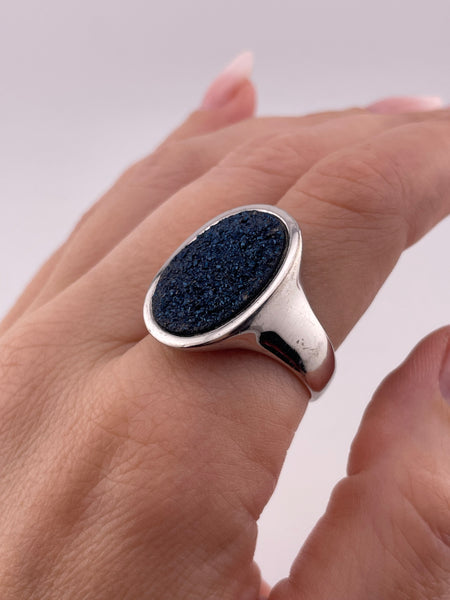 size 10.25 sterling silver blue druzy ring