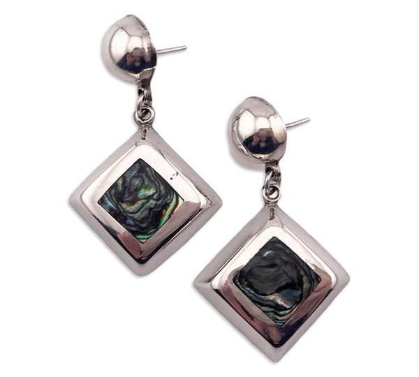 sterling silver Mexican abalone post dangle earrings